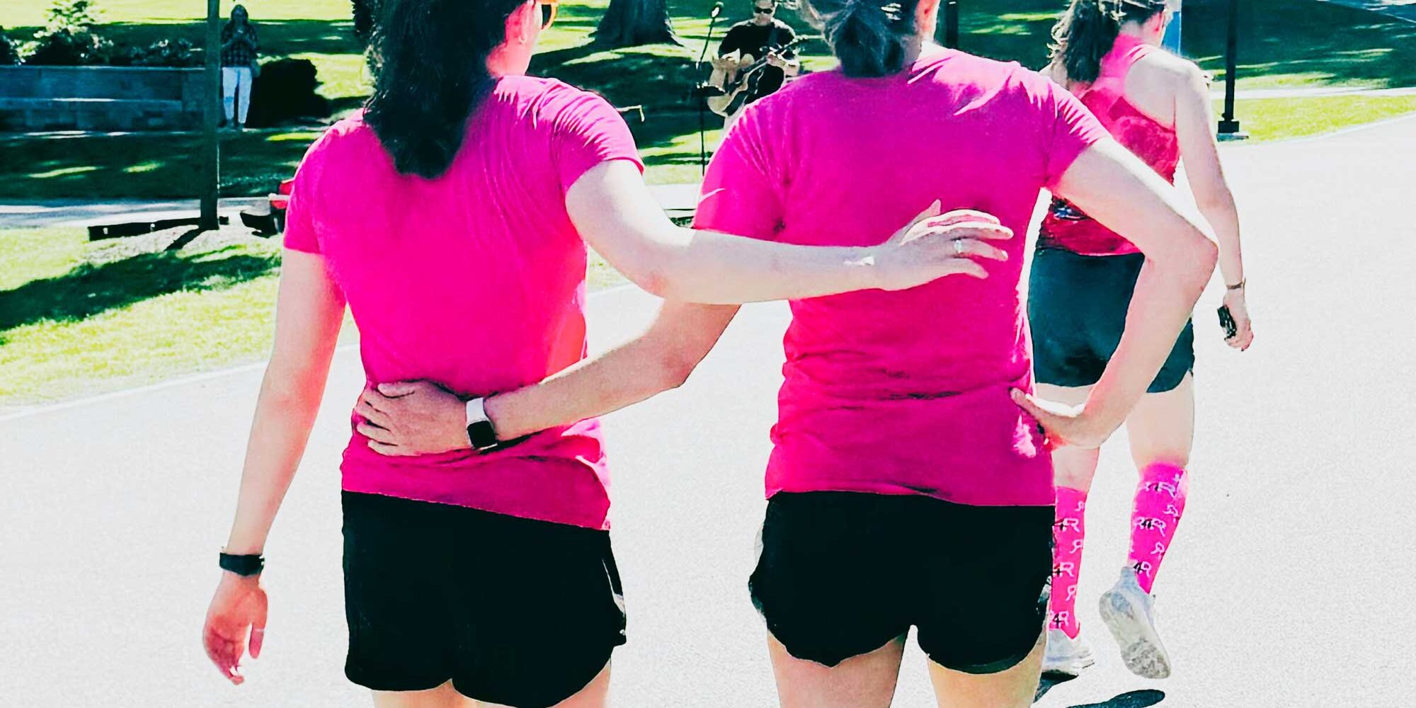 Boston Marathon women running together